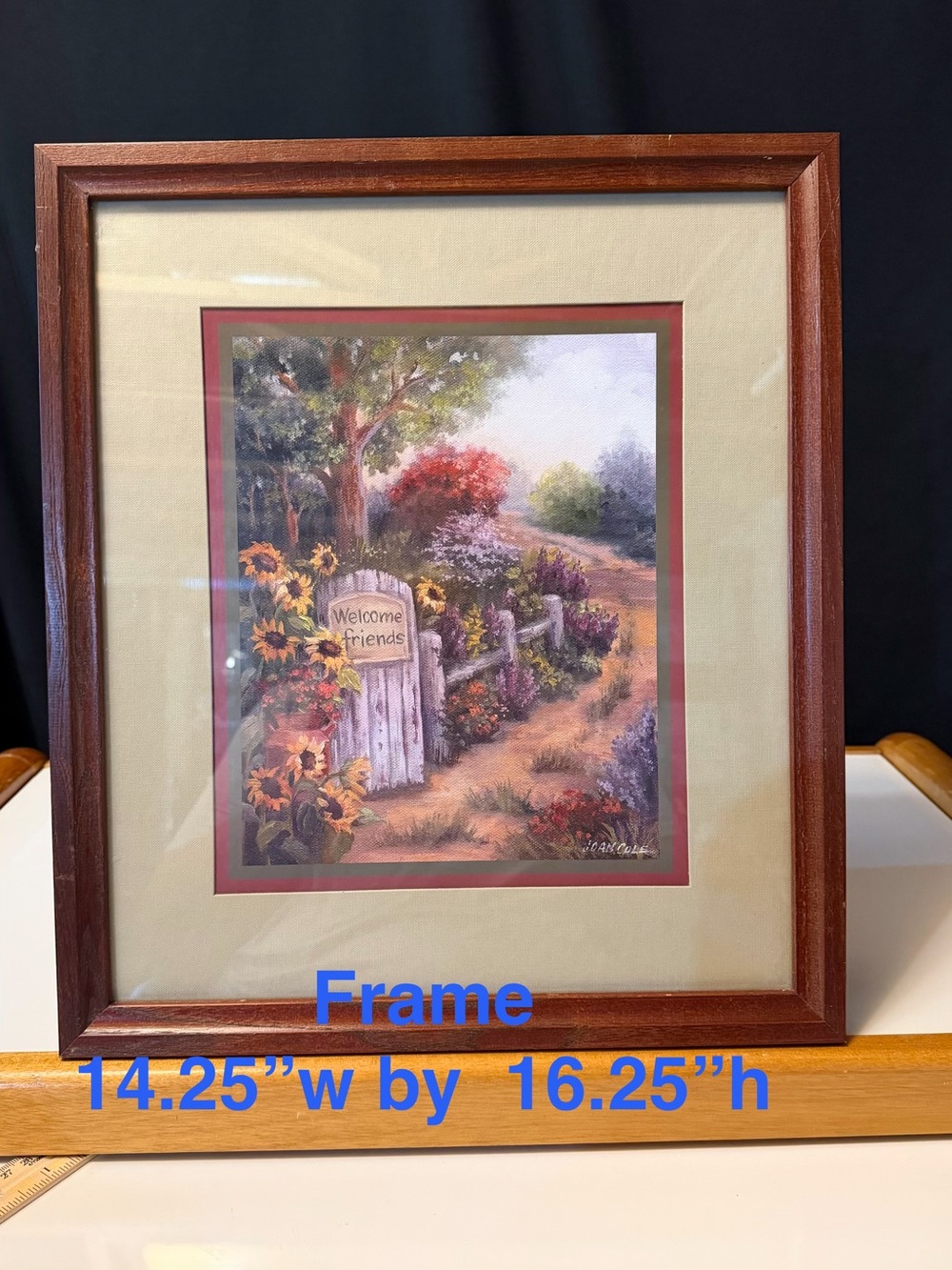 Home Interiors Vintage Joan Cole "Welcome Friends" Framed Art Print
